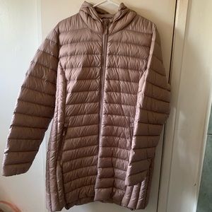 Adventure women’s puffy shell light weight pink winter coat with hood